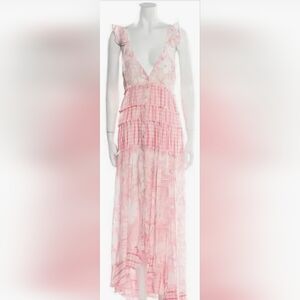 Rocco Sand Pink Patchwork Sequin Maxi Dress Medium